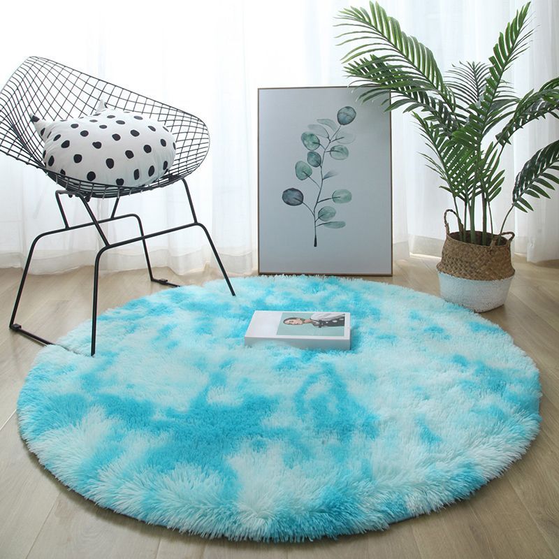 Round Solid Carpet Polyester Modern Indoor Rug Non-Slip Backing Shag Area Carpet for Living Room