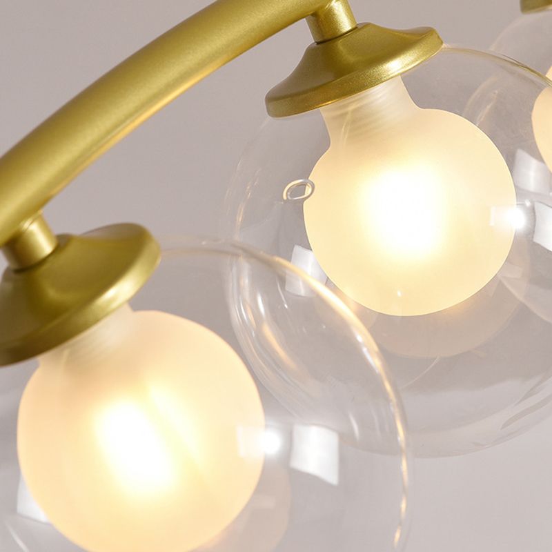 Modern Dining Chandelier Light Round Glass Shade Ceiling Hanging Light for Dining Room