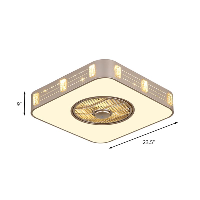 LED Semi Flush Monted Lighting Eenvoudig slaapkamer hanger ventilatorlamp met vierkante acrylschaduw in goud, 19,5 "/23.5" W