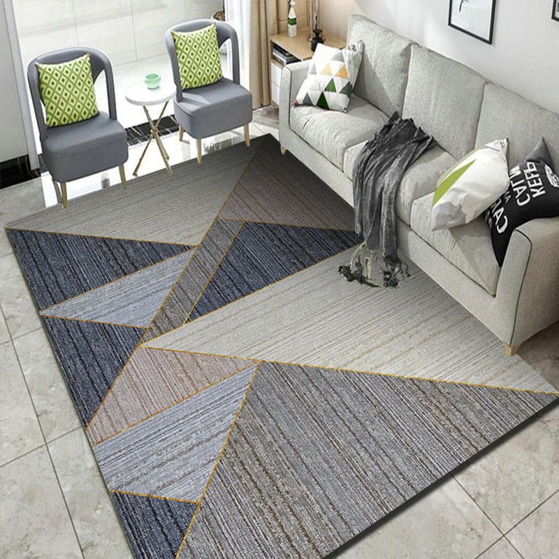 Colorful Triangle Print Rug Multicolor Modern Style Rug Synthetics Washable Stain Resistant Anti-Slip Rug for Home