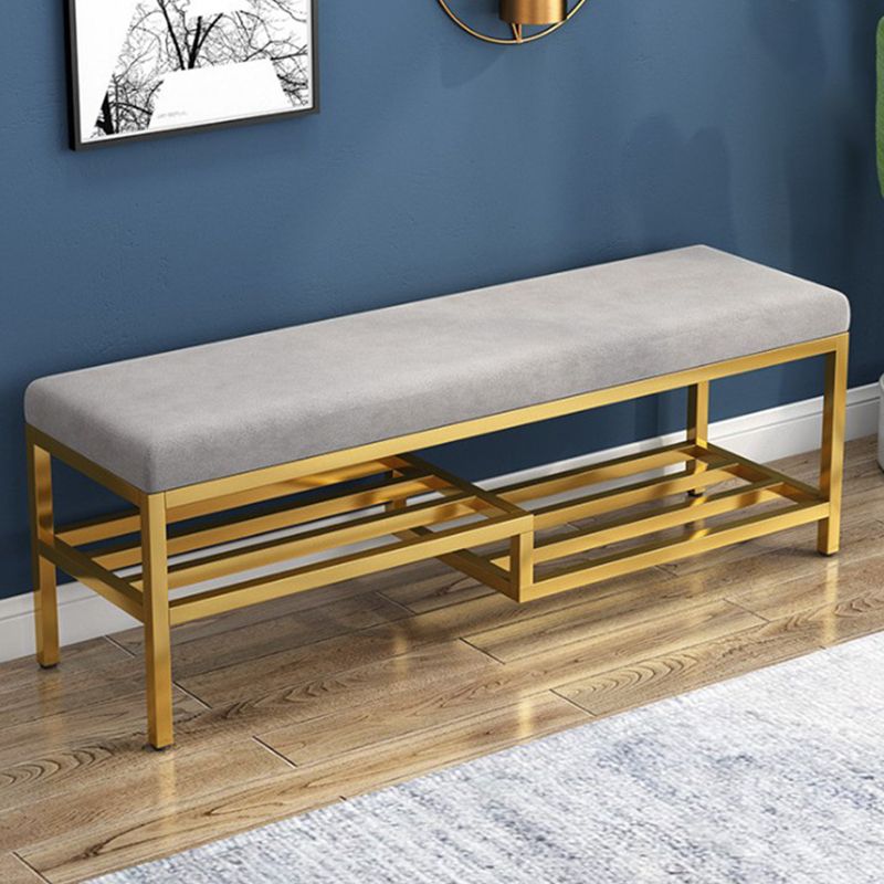 Metal Cushioned Included Bench Contemporary Accent Bench with Shelves