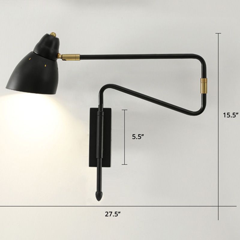Metal Angled Shade Wall Light Postmodern 1-Light Extendable Task Wall Lamp for Studio