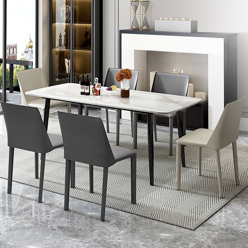 Leather Contemporary Restaurant Side Chair Solid Color Parsons Dining Chair