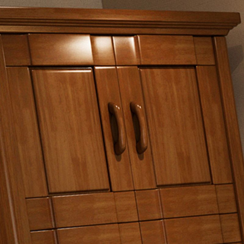 Modern Wardrobe Armoire Solid Wood Wardrobe Cabinet with Doors and Drawer