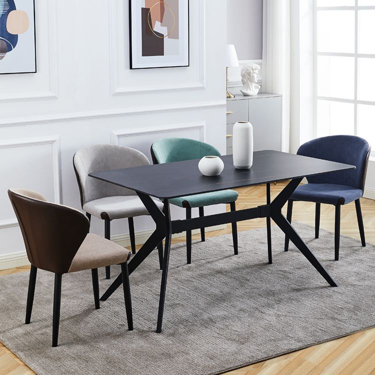 Silla lateral de comedor contemporánea con acabado mate, respaldo de cuero, silla de comedor