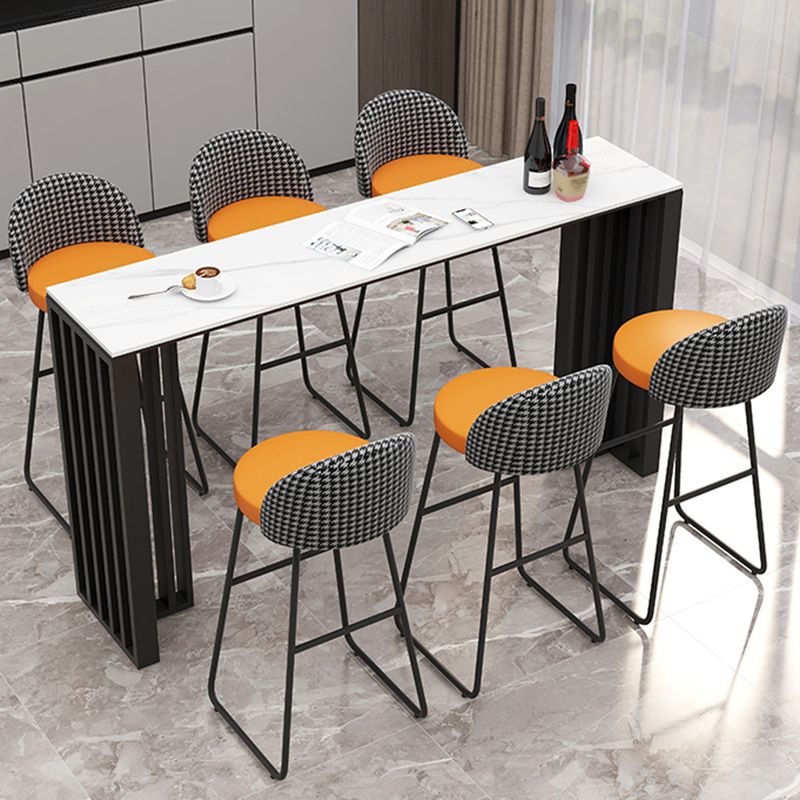 Industrial 1/7 Pieces Bar Table Set Rectangle Stone Counter Table for Living Room