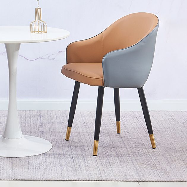 Sillón casero escandinavo tapizado con respaldo abierto Silla de comedor de metal