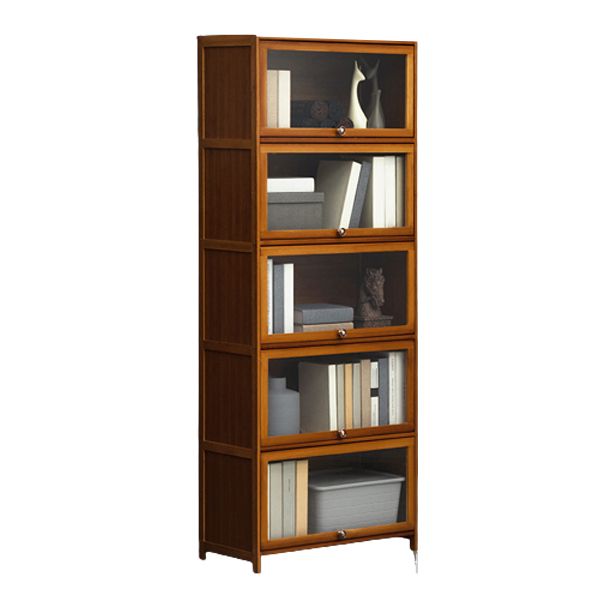 Contemporary Style Wood Bookcase Closed Back Bookshelf with Door for Home