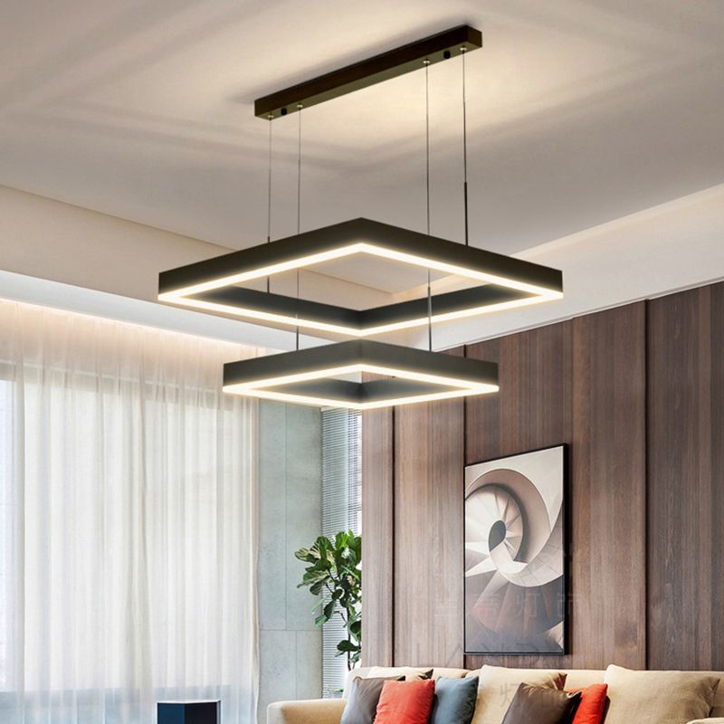 Minimalisme eigentijdse stijl led hangende kroonluchter licht vierkant hangende lampkit