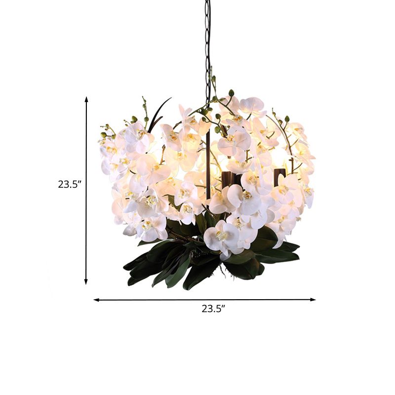 Magnolia Metal Pendant Chandelier Factory 5 Lights Dining Room Hanging Light Kit in White