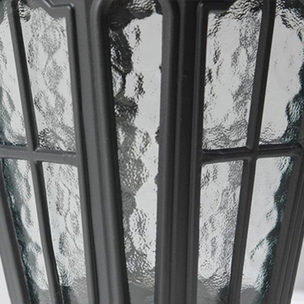 Drum Shape Metal Waterproof Pillar Lamp Modern Style 1 Light Outdoor Lights in Black