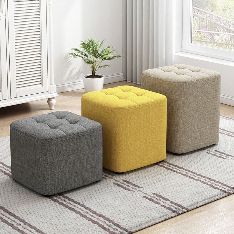 Modern Dark Grey Square Pouf Cotton Tear Resistant Pouf for Living Room