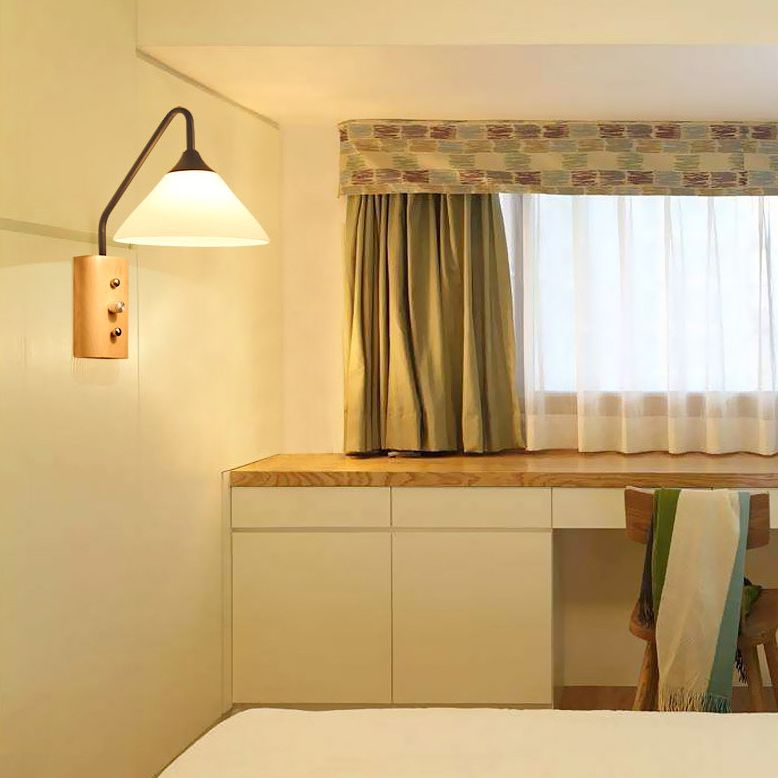 Modern Simplicity Cone Wall Lamps Opal Glass Wall Lighting Fixtures for Restaurant