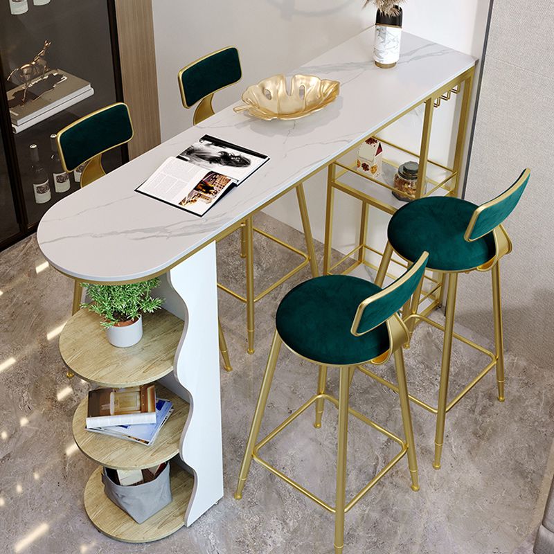 Stone Bar Dining Table Modern Bar Table with Double Pedestal for Kitchen