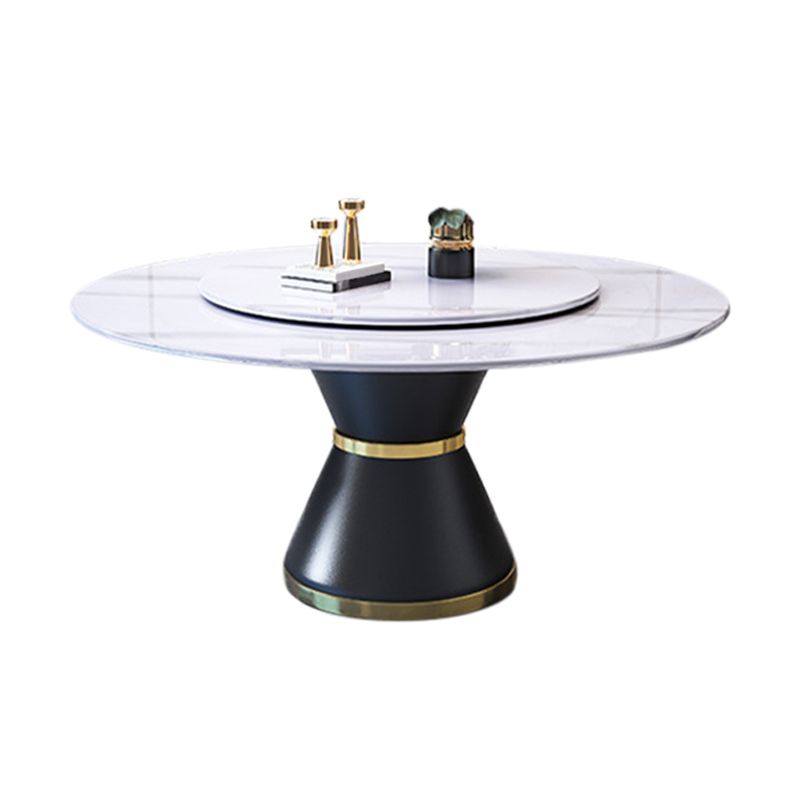 Modern Turntable Dinner Table Stainless Steel Base Stone Dining Table for Home