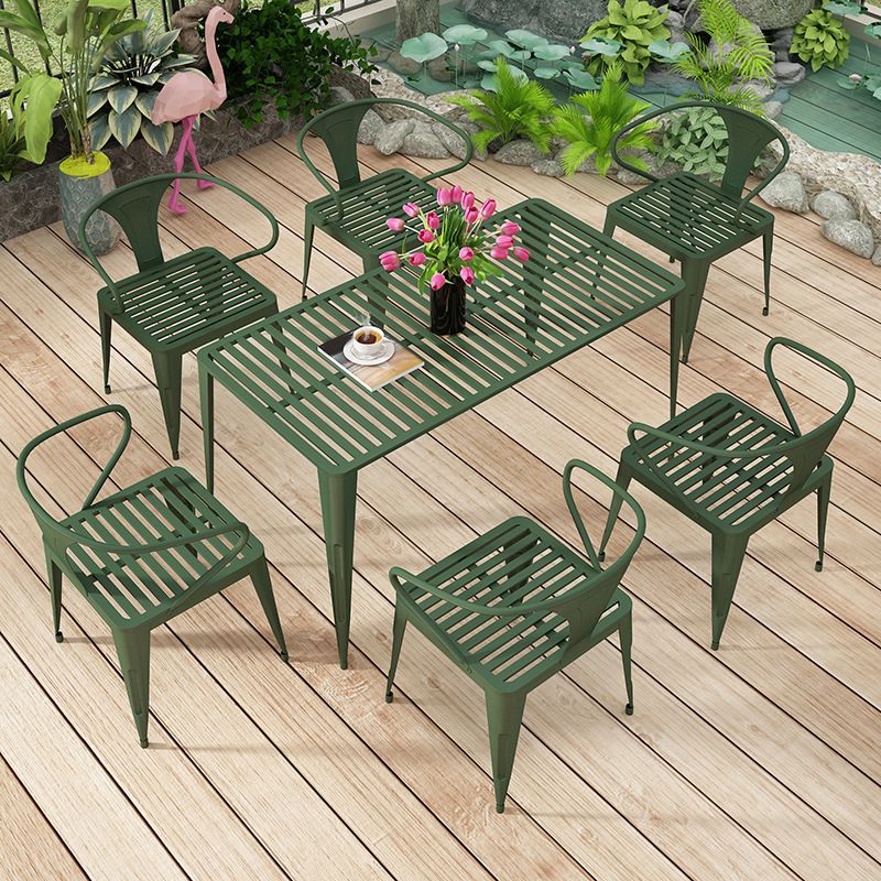 Modern Rectangular Dining Table Set 1/5/7 Pcs Metal Dining Set