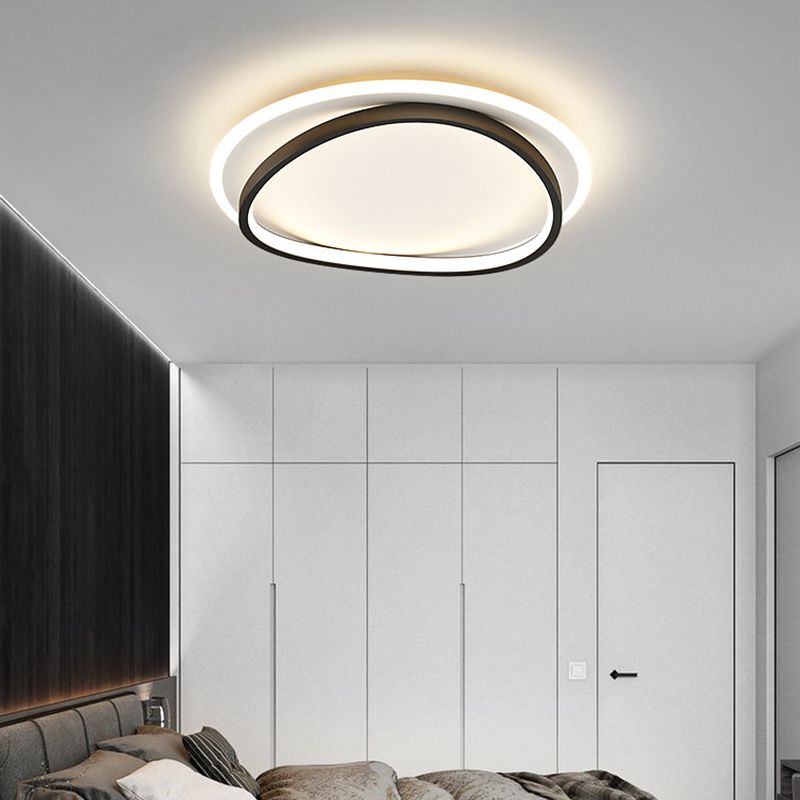 Modern Minimalist Double Round Flush Mount Light Metal LED Bedroom Flush Ceiling Light