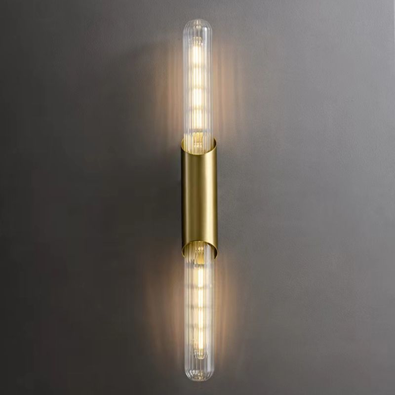 Linear Shape Metal Vanity Sconce Light Modern Style 2-Lights Vanity Mirror Lights in Gold