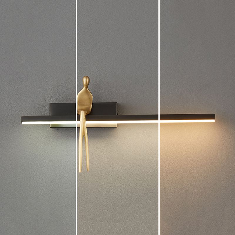 LED Modern Metal Wall Sconce Linear Shape Wall Light with Acrylic Shade for Bedroom