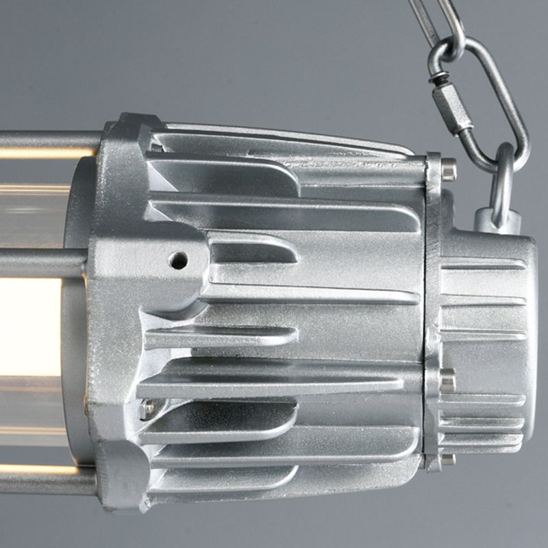 Il ristorante industriale in metallo industriale a ciondolo cilindrico d'isola argento si appese alla luce appesa