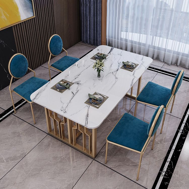 Metal Traditional Luxury Rectangle Table Sintered Stone Table for Kitchen