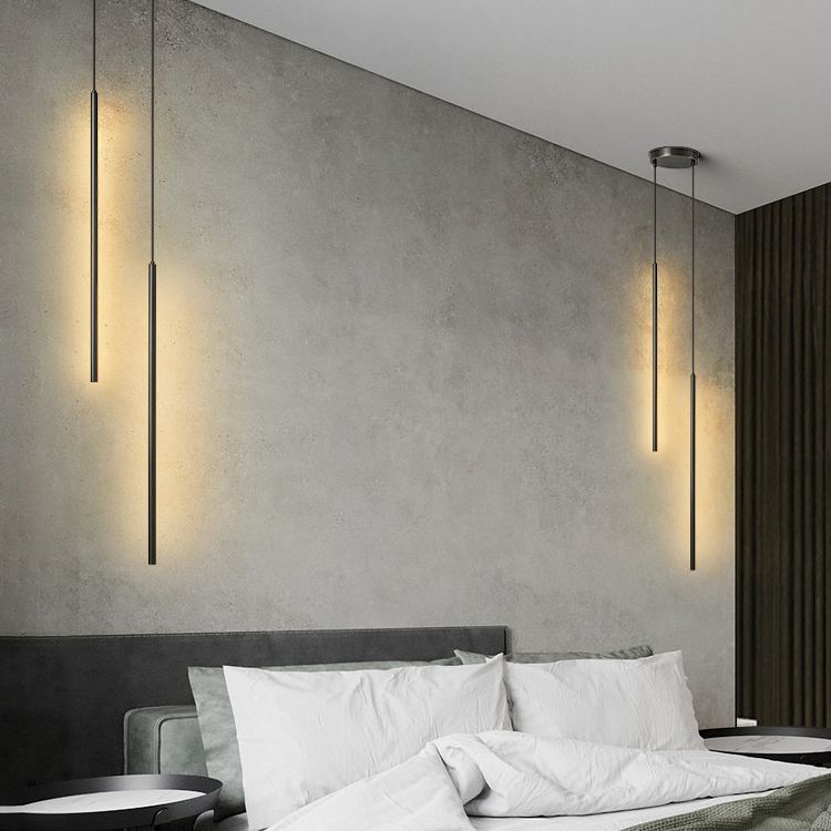 Cylinder Shape Pendants Lights Style Contemporary Metal Lampes suspendues en métal