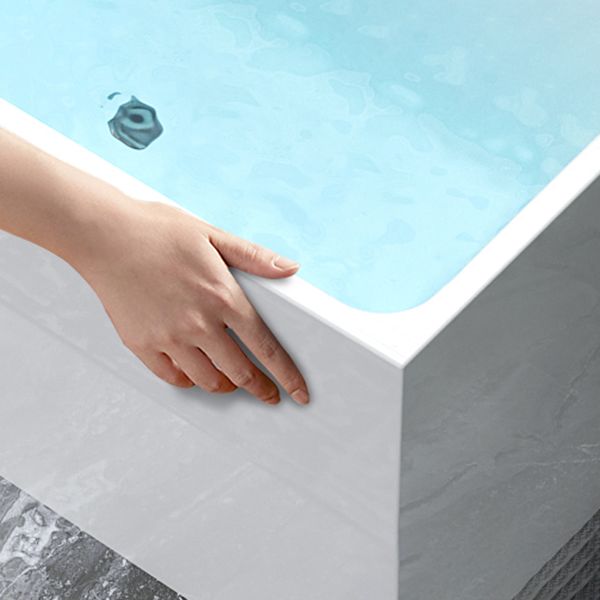 Back to Wall Soaking Bathtub Modern Rectangular Antique Finish Bathtub