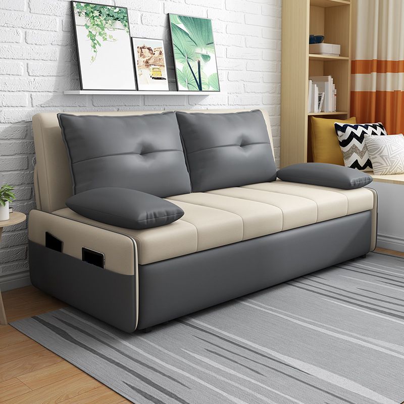 Scandinavian Sleeper Sofa Light Gray Sofa Bed  with Detachable Mattress
