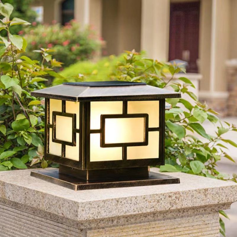 Contemporary Pillar Lamp Minimalist Outdoor Lamp for Backyard