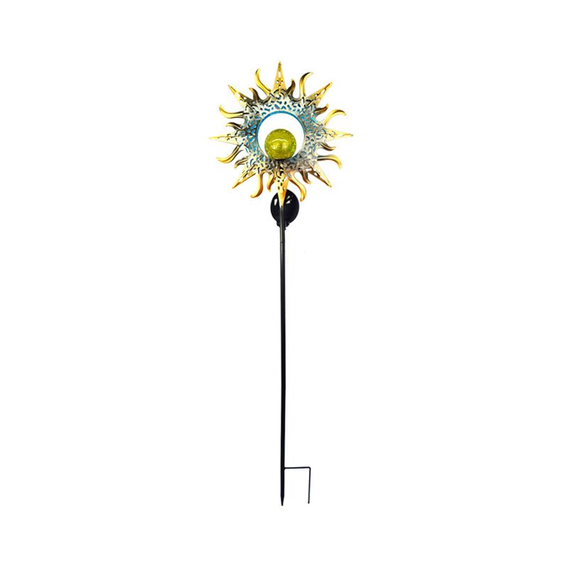 Globe LED Lawn Lighting Artistic Crackle Glass Courtyard Solar Stake Light with Cutout Decor
