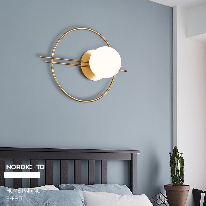 Modern Minimalist Style Spherical Wall Mount Light Fixture 1 Light Sconce Lights with Glass Shade