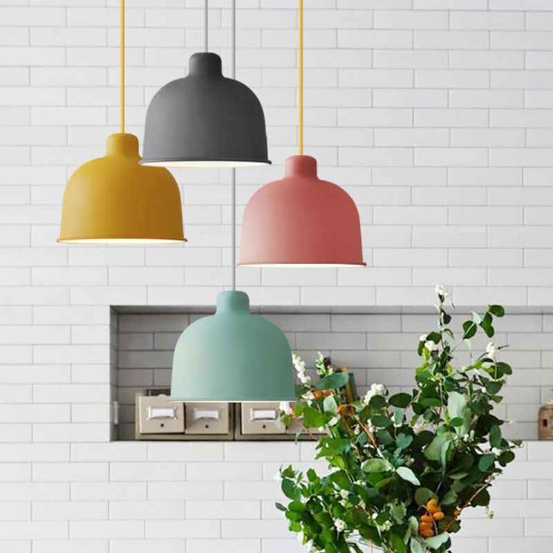 Colorful Dome Pendant Light Modern Metal Hanging Pendant for Living Room