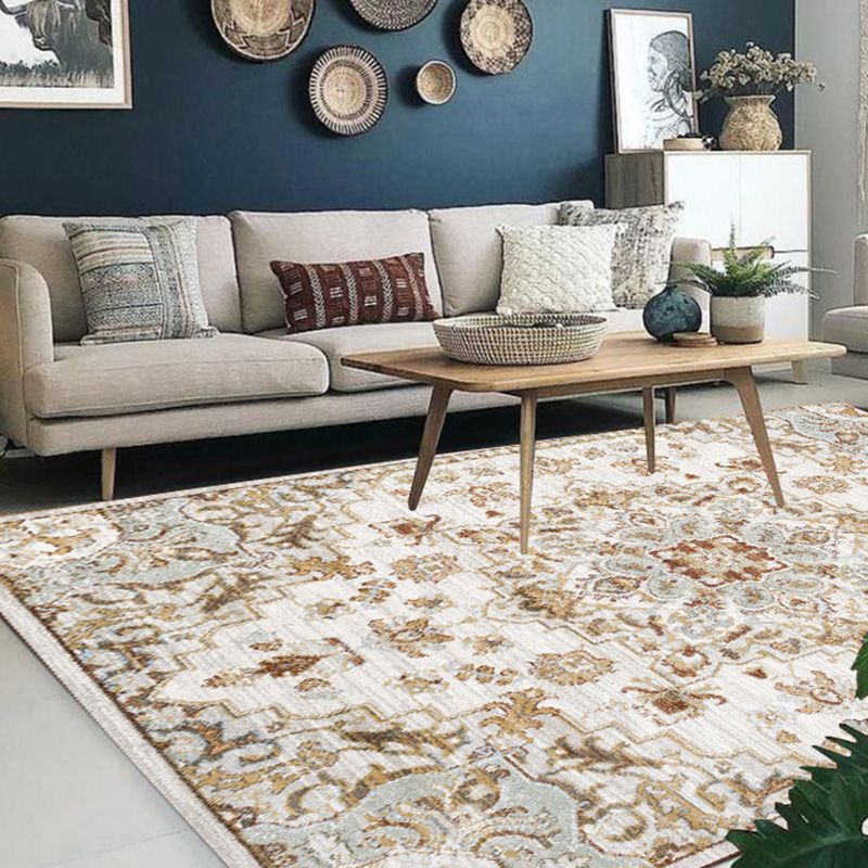 Moroccan Tribal Totem Indoor Rug Polyester Carpet Stain Resistant Area Carpet for Home Decoration