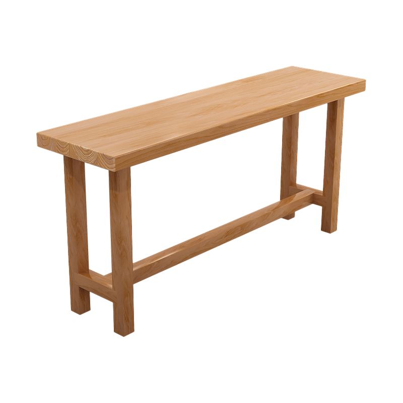 Modern Bar Dining Table Indoor Rectangle Wood Bar Table Trestle Base in Light Brown