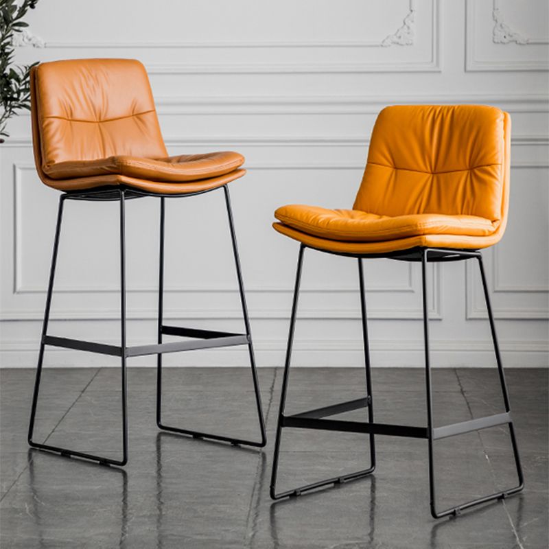 Modern Backrest Armless Counter Stool Iron Cafe Bar Stool with Cushion
