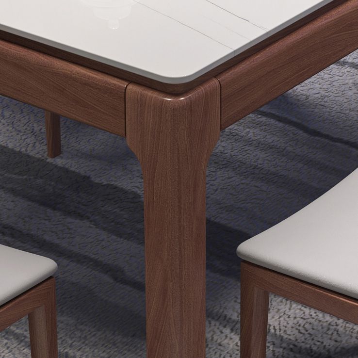 Mesa de comedor rectangular moderna de mediados de siglo, mesa de piedra sinterizada con base de 4 patas
