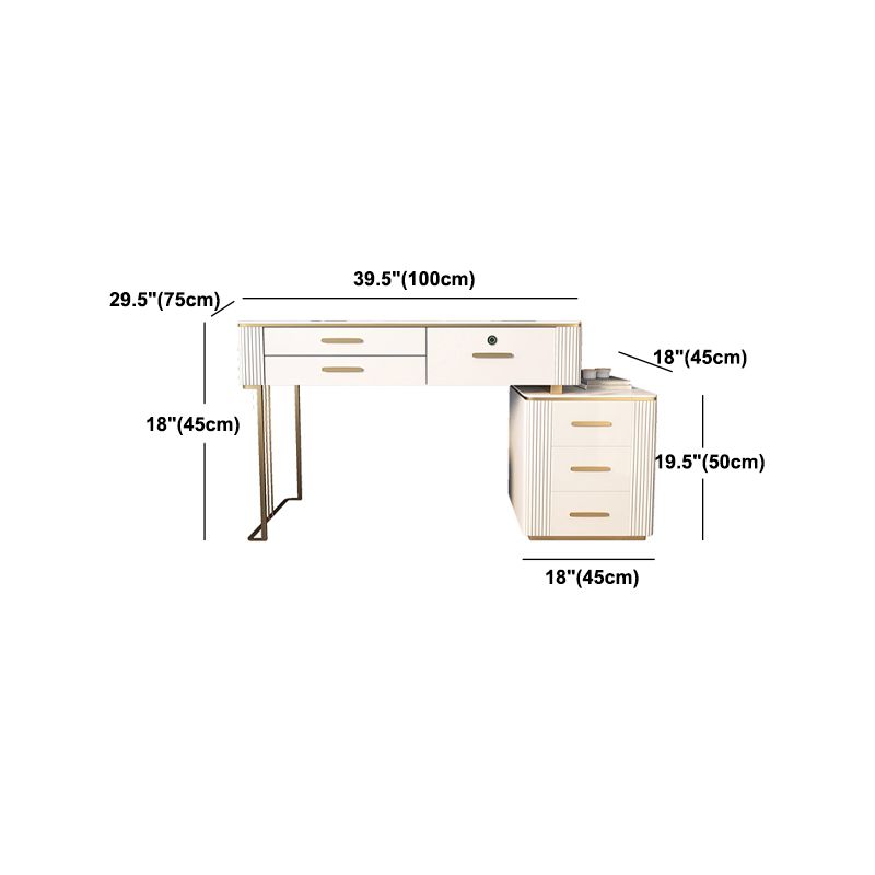 Glam Wood Make-up Vanity Slate Top Vanity Dressing Table with Drawer