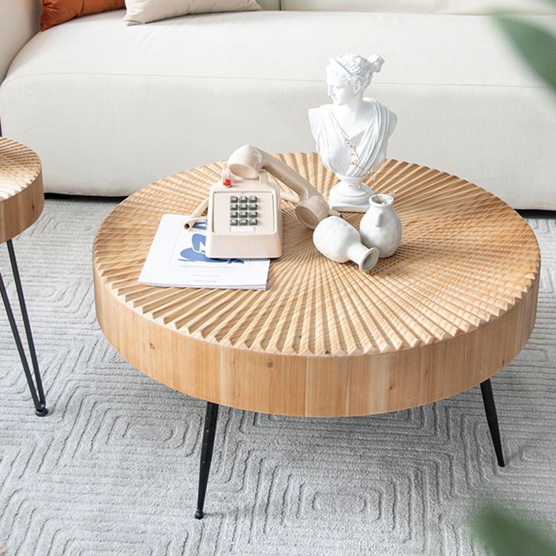 3 Legs Round Natural Finish Coffee Table Rustic Wooden Coffee Table