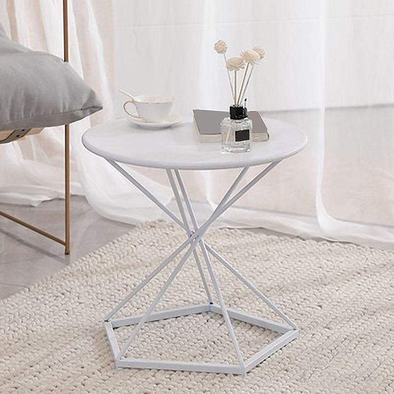 Mid-Century 19.6" Tall Round Top Side Table Metal Frame End Table