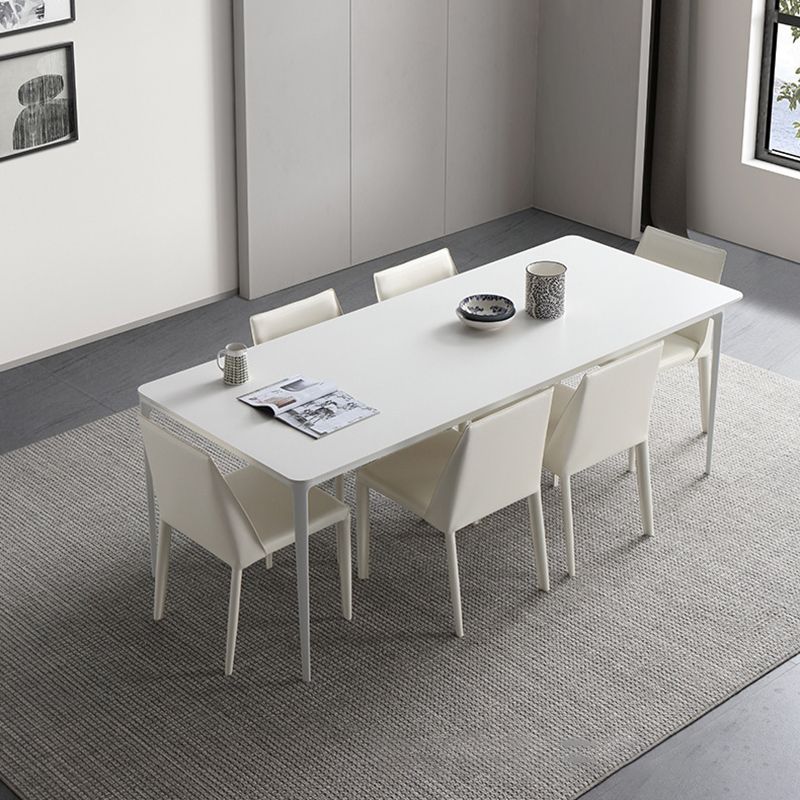 Modern Standard Sintered Stone Dining Set White Rectangle Shape Dining Set for Kitchen