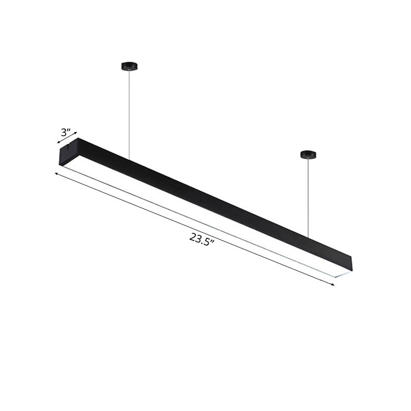 23,5 "/35,5"/47 "Lange LED Hängende Beleuchtung mit schlanker rechteckiger linearer Metallschatten Minimaler Silber/Weiß -Weiß -Deckenlampe, 5"/8 "/12" breit