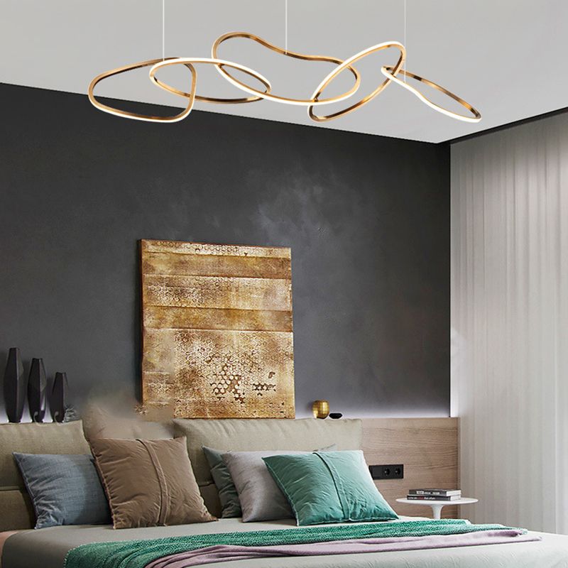 Rose Gold Metal Island Lights Acrylic Shade Modern Simplicity Hanging Lamp