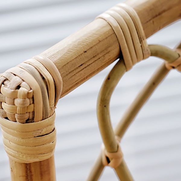 Indoor Solid Wood Bar Stool Modern Rattan Bar Stool with Footrest