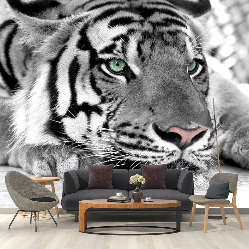 Custom Photo Print Modern Murals Wallpaper with Tiger Pattern in Black and White