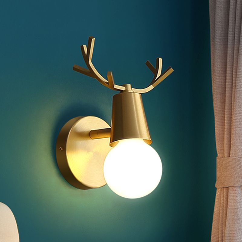 Glass Globe Shaped Wall Sconce with Star Frame Creative Modern Style 1 Light Sconces