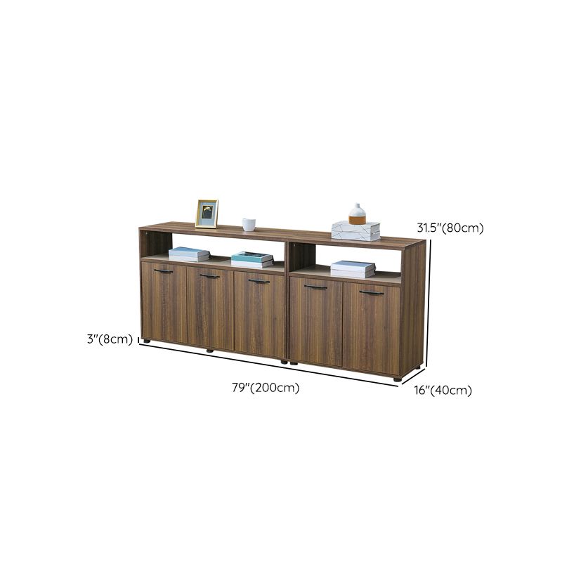 Contemporary Dining Buffet Wood Sideboard Table in Walnut Finish