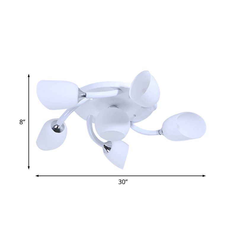6/8 luci soggiorno semifulto semi moderno bianco a spirale a filo montato con tonalità di vetro opale tulipano