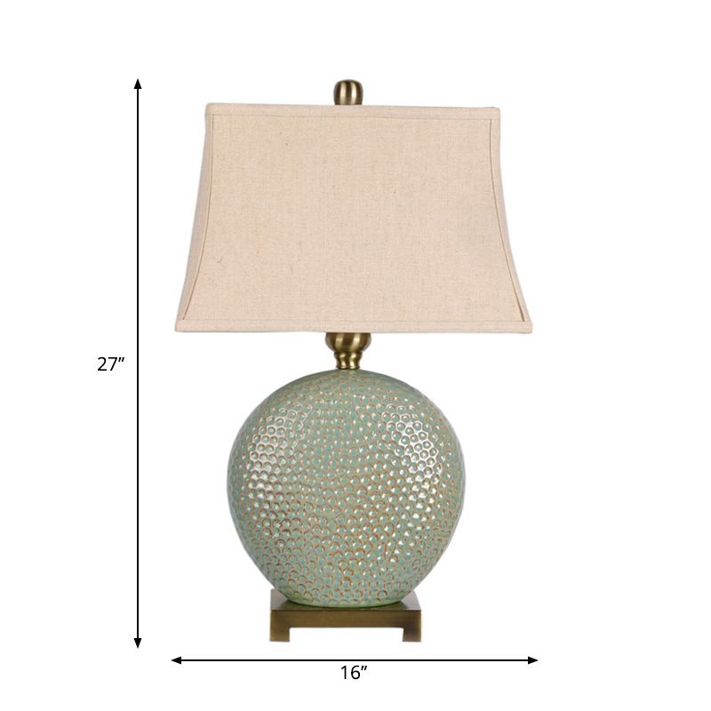 Flared geformtes Schreibtisch Leicht Vintage Style 1 Leichte Stoff Nachttisch Lampe in Grün für Bett