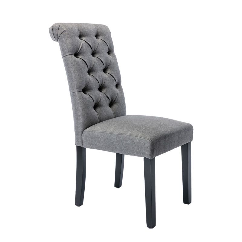 Modern Solid Back Kitchen Dining Side Chair with Black Wood Legs Dining Side Chair
