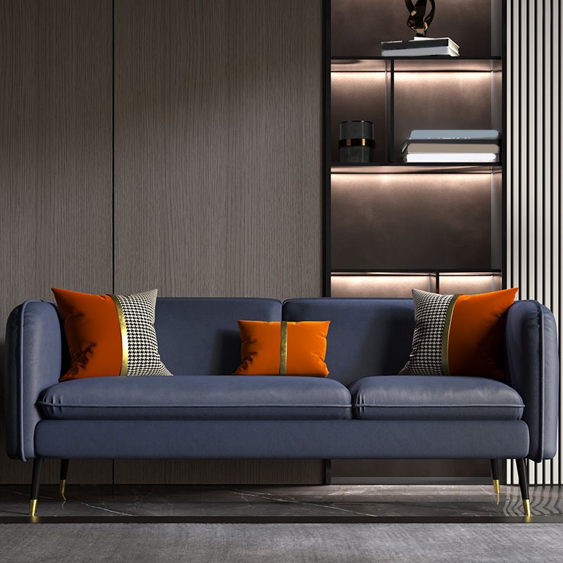 Contemporary Faux Leather Square Arm Sofa with Tight Back for Apartment
